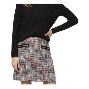 Loft Tweed Blend Zip Pocket Colorful Pencil Skirt Size 10 Feminine Career Office